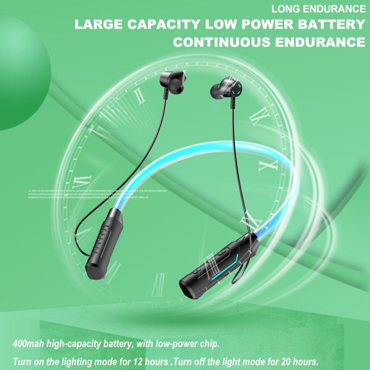 Écouteurs sans fil Bluetooth stéréo JG4 avec LED clignotante et tour de cou