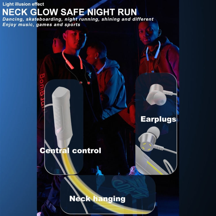 Écouteurs sans fil Bluetooth stéréo JG4 avec LED clignotante et tour de cou