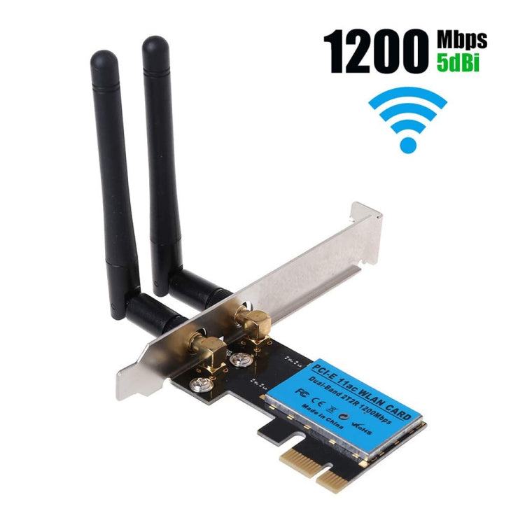 Carte réseau sans fil PCIe double bande 5G / 2.4G 1200Mbps
