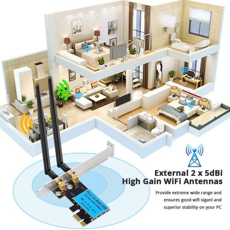 Carte réseau sans fil PCIe double bande 5G / 2.4G 1200Mbps
