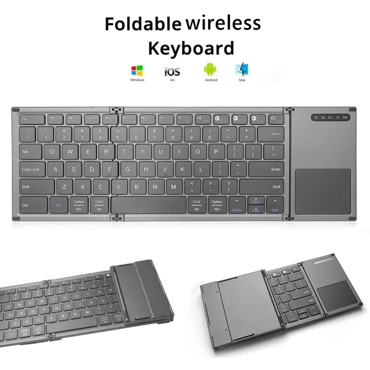 Clavier Bluetooth sans fil pliable en trois, mini, ultra-mince et multifonction B066S, B066S