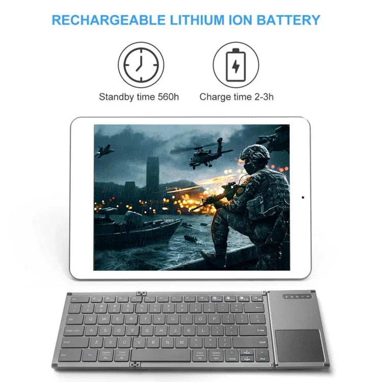 Clavier Bluetooth sans fil pliable en trois, mini, ultra-mince et multifonction B066S, B066S