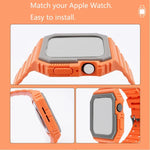 Bracelet en silicone avec boîtier pour Apple Watch Series, 7 41mm / 6&SE&5&4 40mm / 3&2&1 38mm, 7 45mm / 6&SE&5&4 44mm / 3&2&1 42mm
