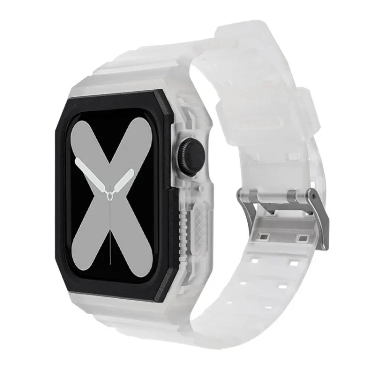 Bracelet en silicone avec boîtier pour Apple Watch Series, 7 41mm / 6&SE&5&4 40mm / 3&2&1 38mm, 7 45mm / 6&SE&5&4 44mm / 3&2&1 42mm