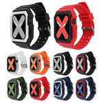 Bracelet en silicone avec boîtier pour Apple Watch Series, 7 41mm / 6&SE&5&4 40mm / 3&2&1 38mm, 7 45mm / 6&SE&5&4 44mm / 3&2&1 42mm