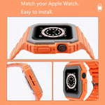Bracelet en silicone avec boîtier pour Apple Watch Series, 7 41mm / 6&SE&5&4 40mm / 3&2&1 38mm, 7 45mm / 6&SE&5&4 44mm / 3&2&1 42mm
