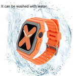 Bracelet en silicone avec boîtier pour Apple Watch Series, 7 41mm / 6&SE&5&4 40mm / 3&2&1 38mm, 7 45mm / 6&SE&5&4 44mm / 3&2&1 42mm