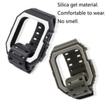 Bracelet en silicone avec boîtier pour Apple Watch Series, 7 41mm / 6&SE&5&4 40mm / 3&2&1 38mm, 7 45mm / 6&SE&5&4 44mm / 3&2&1 42mm