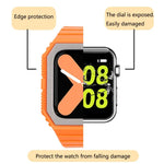 Bracelet en silicone avec boîtier pour Apple Watch Series, 7 41mm / 6&SE&5&4 40mm / 3&2&1 38mm, 7 45mm / 6&SE&5&4 44mm / 3&2&1 42mm