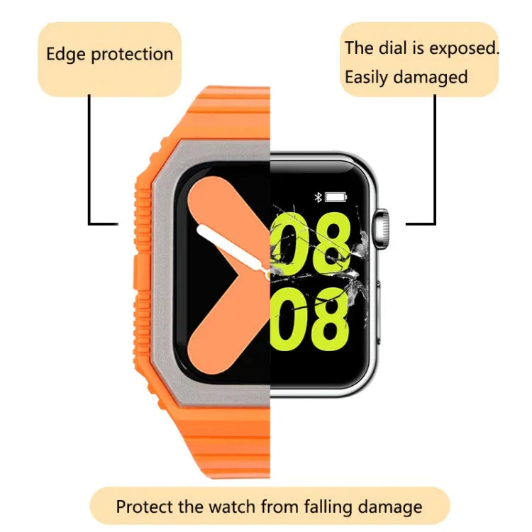Bracelet en silicone avec boîtier pour Apple Watch Series, 7 41mm / 6&SE&5&4 40mm / 3&2&1 38mm, 7 45mm / 6&SE&5&4 44mm / 3&2&1 42mm
