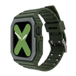 Bracelet en silicone avec boîtier pour Apple Watch Series, 7 41mm / 6&SE&5&4 40mm / 3&2&1 38mm, 7 45mm / 6&SE&5&4 44mm / 3&2&1 42mm