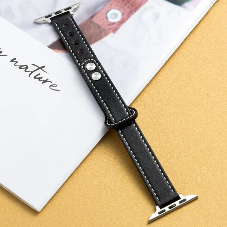 Bracelet de montre à double boucle avec petite taille en cuir microfibre, pour 7 41mm / 6&SE&5&4 40mm / 3&2&1 38mm, 7 45mm / 6&SE&5&4 44mm / 3&2&1 42mm