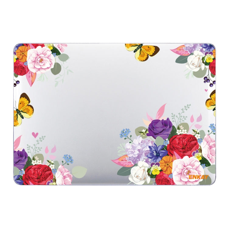 ENKAY Flower Series Pattern Étui de protection transparent pour ordinateur portable MacBook Air 13,3 pouces A1932 / A2179 / A2337, pour MacBook Air 13,3 pouces A1932 / A2179 / A2337