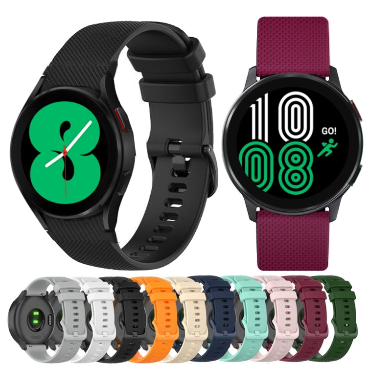 Bracelet en silicone à damier de 20 mm, pour Samsung Galaxy Watch 4 40 mm / 44 mm, pour Samsung Galaxy Watch 4 Classic 42 mm / 46 mm, pour Samsung Galaxy Watch 3 41 mm, pour Samsung Galaxy Watch Active 2 40 mm / 44 mm