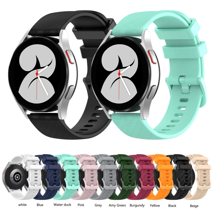 Bracelet en silicone rayé en fibre de carbone 20 mm, pour Samsung Galaxy Watch 4 40mm / 44mm, pour Samsung Galaxy Watch 4 Classic 42mm / 46mm, pour Samsung Galaxy Watch 3 41mm, pour Samsung Galaxy Watch Active 2 40mm / 44mm