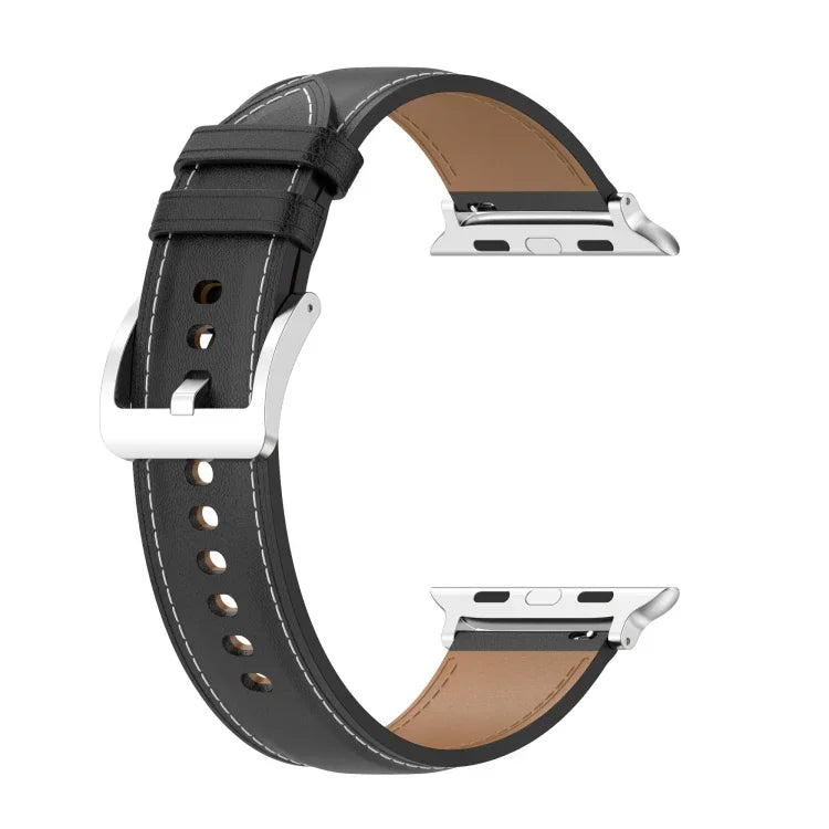 Bracelet de montre en cuir de vachette à couture double couche pour Apple Watch Series, 7 41mm / 6&SE&5&4 40mm / 3&2&1 38mm 20mm, 7 45mm / 6&SE&5&4 44mm / 3&2&1 42mm 22mm, 7 41mm / 6&SE&5&4 40mm / 3&2&1 38mm 22mm, 7 45mm / 6&SE&5&4 44mm / 3&2&1 42mm 20mm
