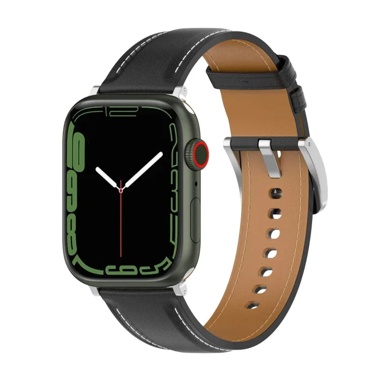 Bracelet de montre en cuir de vachette à couture double couche pour Apple Watch Series, 7 41mm / 6&SE&5&4 40mm / 3&2&1 38mm 20mm, 7 45mm / 6&SE&5&4 44mm / 3&2&1 42mm 22mm, 7 41mm / 6&SE&5&4 40mm / 3&2&1 38mm 22mm, 7 45mm / 6&SE&5&4 44mm / 3&2&1 42mm 20mm