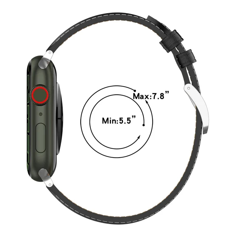 Bracelet de montre en cuir de vachette à couture double couche pour Apple Watch Series, 7 41mm / 6&SE&5&4 40mm / 3&2&1 38mm 20mm, 7 45mm / 6&SE&5&4 44mm / 3&2&1 42mm 22mm, 7 41mm / 6&SE&5&4 40mm / 3&2&1 38mm 22mm, 7 45mm / 6&SE&5&4 44mm / 3&2&1 42mm 20mm