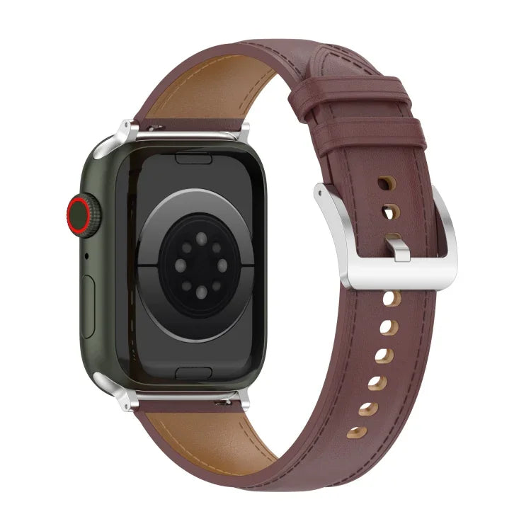 Bracelet de montre en cuir de vachette à couture double couche pour Apple Watch Series, 7 41mm / 6&SE&5&4 40mm / 3&2&1 38mm 20mm, 7 45mm / 6&SE&5&4 44mm / 3&2&1 42mm 22mm, 7 41mm / 6&SE&5&4 40mm / 3&2&1 38mm 22mm, 7 45mm / 6&SE&5&4 44mm / 3&2&1 42mm 20mm