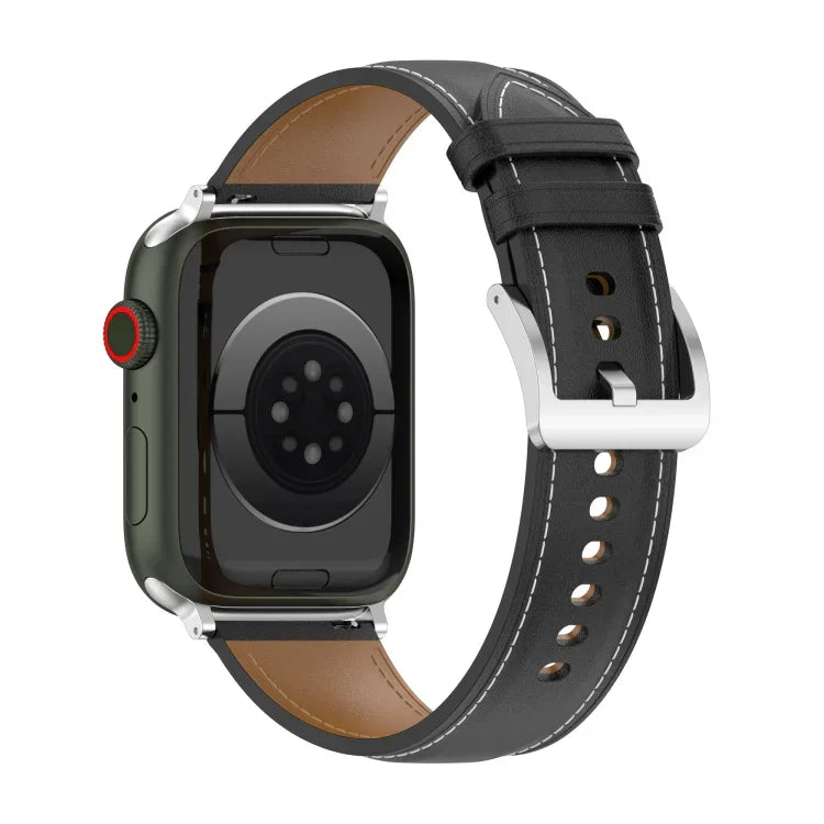 Bracelet de montre en cuir de vachette à couture double couche pour Apple Watch Series, 7 41mm / 6&SE&5&4 40mm / 3&2&1 38mm 20mm, 7 45mm / 6&SE&5&4 44mm / 3&2&1 42mm 22mm, 7 41mm / 6&SE&5&4 40mm / 3&2&1 38mm 22mm, 7 45mm / 6&SE&5&4 44mm / 3&2&1 42mm 20mm