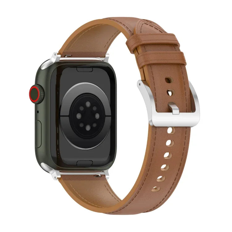 Bracelet de montre en cuir de vachette à couture double couche pour Apple Watch Series, 7 41mm / 6&SE&5&4 40mm / 3&2&1 38mm 20mm, 7 45mm / 6&SE&5&4 44mm / 3&2&1 42mm 22mm, 7 41mm / 6&SE&5&4 40mm / 3&2&1 38mm 22mm, 7 45mm / 6&SE&5&4 44mm / 3&2&1 42mm 20mm