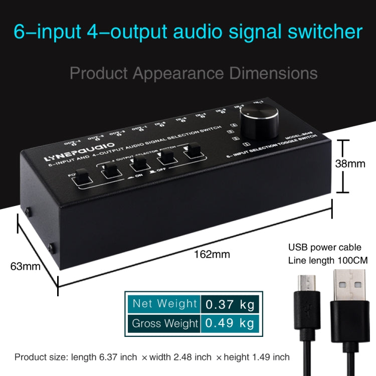 Sélecteur de signal audio RCA 4 entrées 4 sorties Commutateur de distribution Contrôle de l'appareil