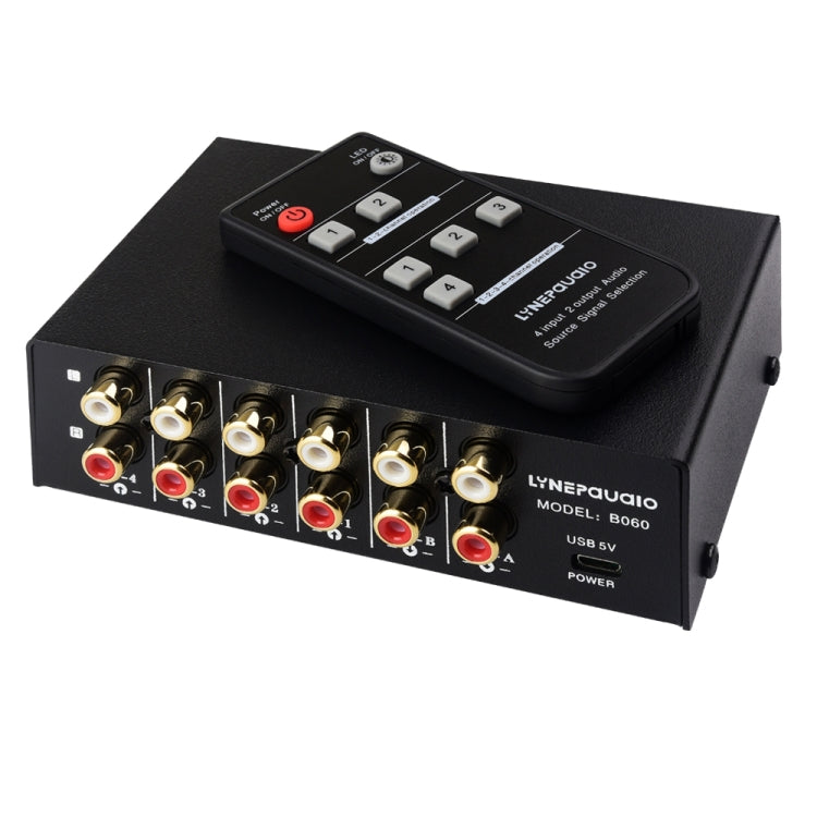 Sélecteur de signal audio RCA 4 entrées 2 sorties / 2 entrées 4 sorties avec télécommande
