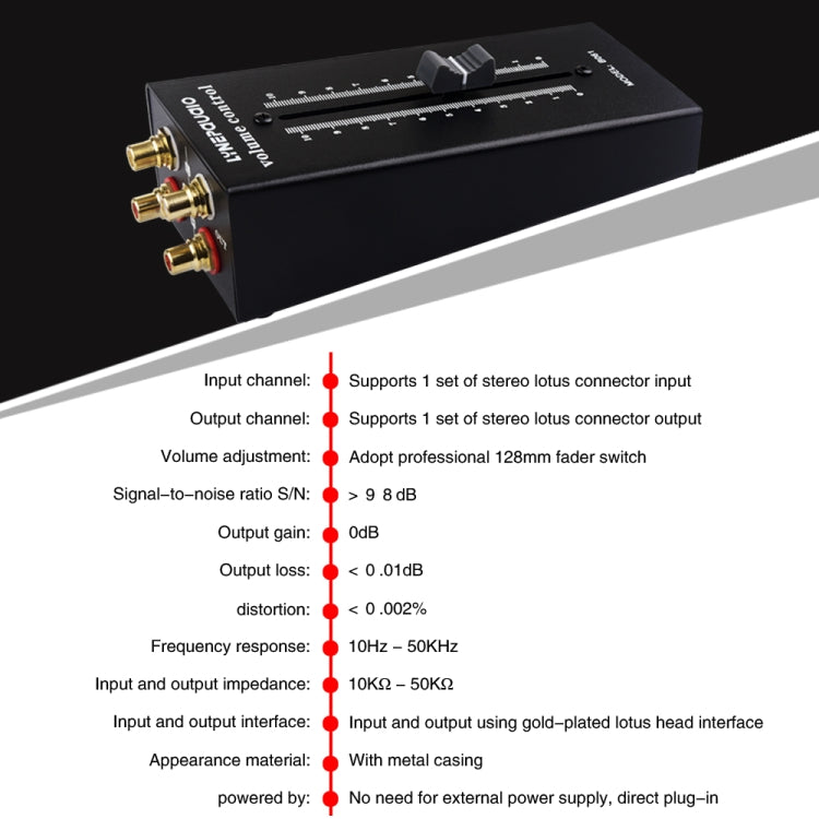 Contrôleur de volume sans alimentation pour enceinte passive avec préamplificateur, interface RCA, préamplificateur passif