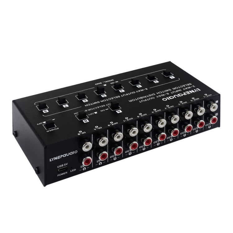 Distributeur sélecteur de signal audio RCA 2 entrées 8 sorties, 2 entrées 8 sorties