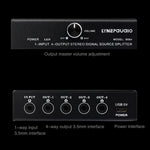 Distributeur de signal audio 1 entrée 4 sorties, sans consommation, sortie interface 3,5 mm, 1 entrée 4 sorties interface 3,5 mm