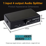 Distributeur de signal audio 1 entrée 4 sorties, sans consommation, sortie interface 3,5 mm, 1 entrée 4 sorties interface 3,5 mm