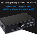 Distributeur de signal audio 1 entrée 4 sorties, sans consommation, sortie interface 3,5 mm, 1 entrée 4 sorties interface 3,5 mm