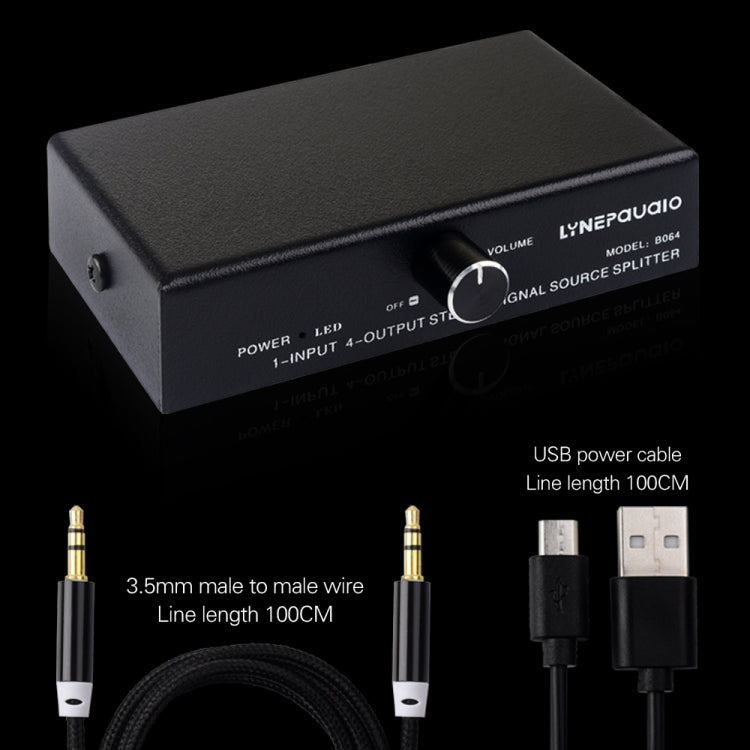 Distributeur de signal audio 1 entrée 4 sorties, sans consommation, sortie interface 3,5 mm, 1 entrée 4 sorties interface 3,5 mm