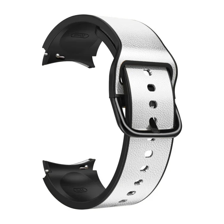 20mm Silicone Pasted Leather Strap, For Samsung Galaxy Watch 4 40mm, Samsung Galaxy Watch 4 44mm, For Samsung Galaxy Watch 4 Classic 42mm, For Samsung Galaxy Watch 4 Classic 46mm