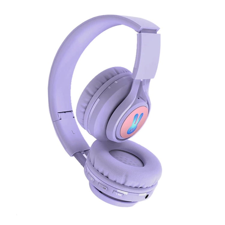 BT06C+ Casque Bluetooth sans fil pour enfants, mignon, monté sur la tête, avec microphone et lumière LED