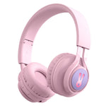BT06C+ Casque Bluetooth sans fil pour enfants, mignon, monté sur la tête, avec microphone et lumière LED