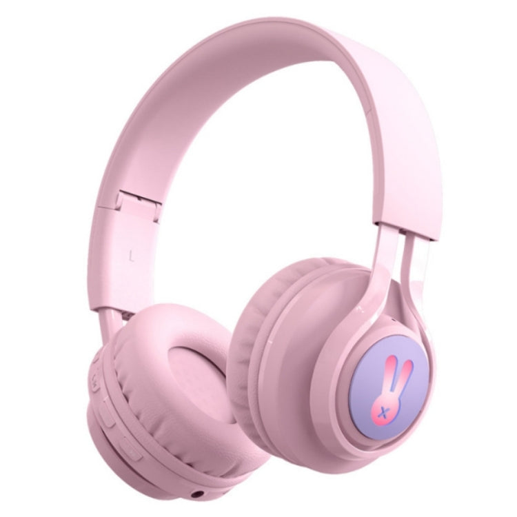 BT06C+ Casque Bluetooth sans fil pour enfants, mignon, monté sur la tête, avec microphone et lumière LED