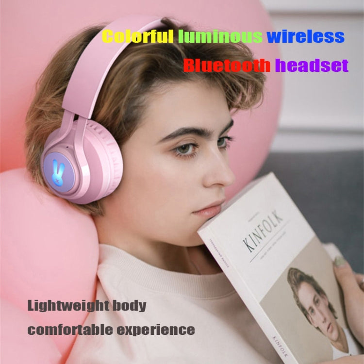 BT06C+ Casque Bluetooth sans fil pour enfants, mignon, monté sur la tête, avec microphone et lumière LED