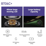 BT06C+ Casque Bluetooth sans fil pour enfants, mignon, monté sur la tête, avec microphone et lumière LED