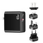 Adaptateur de charge pour ordinateur portable USB PD-65W USB-C / Type-C + QC3.0, prise AU / prise US / prise EU / prise UK
