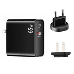Adaptateur de charge pour ordinateur portable PD-65W USB-C / Type-C + QC3.0 USB + ensemble de câbles de données USB-C / Type-C vers USB-C / Type-C de 2m, prise UE / prise US, câble USB-C / Type-C, prise UE / prise US