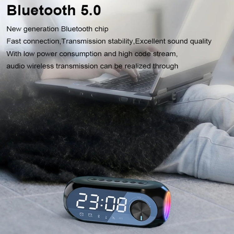 AEC S8 Enceintes Bluetooth Horloge Réveil avec Lumière LED Support TF / FM, S8