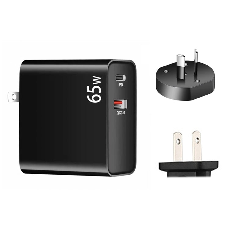 Adaptateur de charge pour ordinateur portable PD-65W USB-C / Type-C + QC3.0 USB, prise AU / prise US, prise AU / prise US