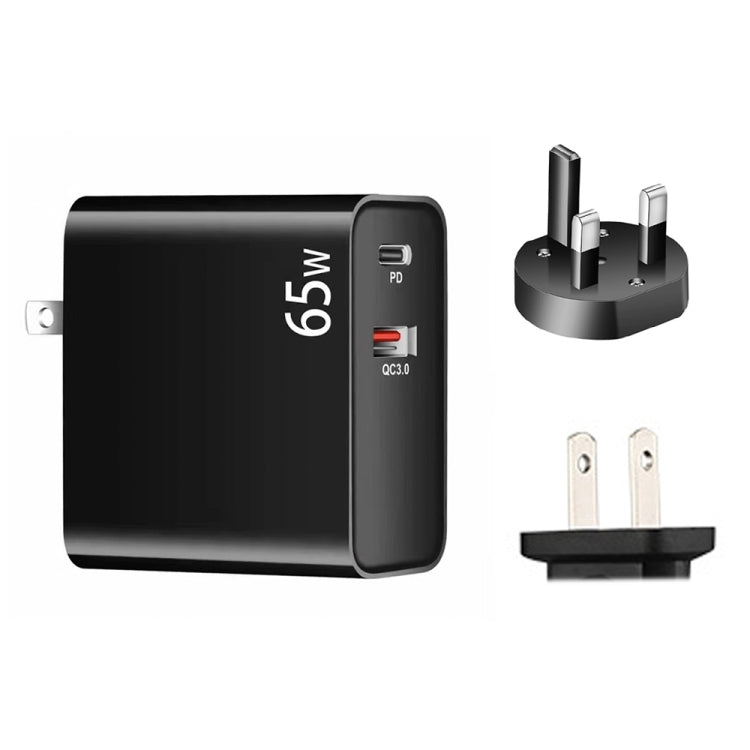 Adaptateur de charge pour ordinateur portable USB PD-65W USB-C / Type-C + QC3.0, prise RU / prise US, prise RU / prise US