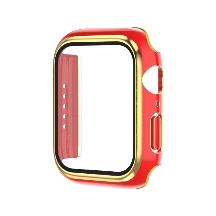 Boîtier de montre en PC bicolore galvanisé avec film trempé, pour Apple Watch Series 9 / 8 / 7 45 mm, pour Apple Watch Series 6/5/4/SE 44 mm