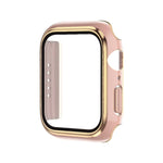 Boîtier de montre en PC bicolore galvanisé avec film trempé, pour Apple Watch Series 9 / 8 / 7 45 mm, pour Apple Watch Series 6/5/4/SE 44 mm