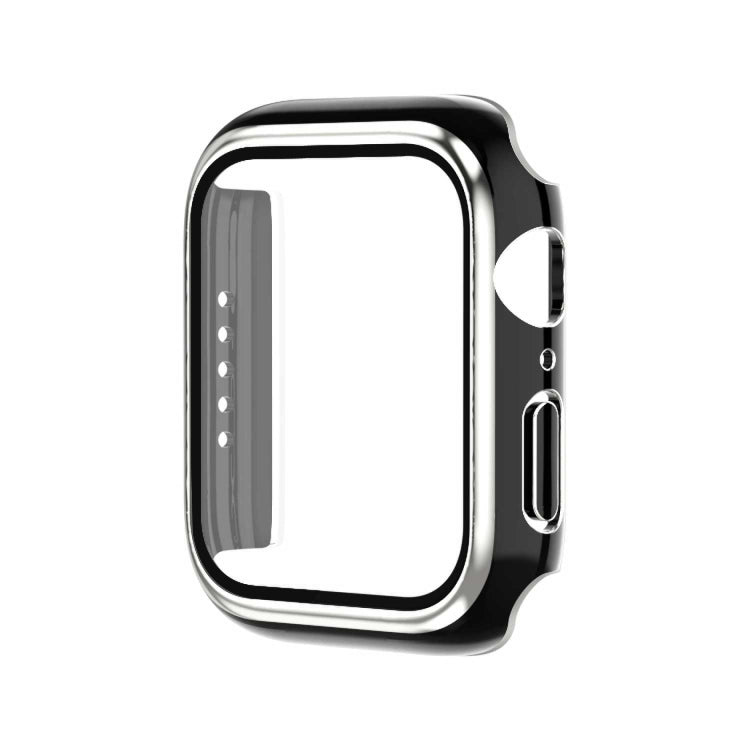 Boîtier de montre en PC bicolore galvanisé avec film trempé, pour Apple Watch Series 9 / 8 / 7 45 mm, pour Apple Watch Series 6/5/4/SE 44 mm