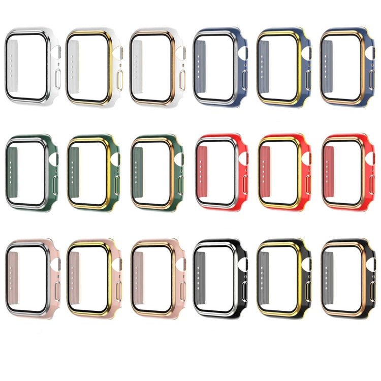 Boîtier de montre en PC bicolore galvanisé avec film trempé, pour Apple Watch Series 9 / 8 / 7 45 mm, pour Apple Watch Series 6/5/4/SE 44 mm