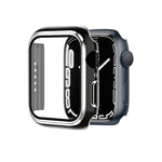 Boîtier de montre en PC bicolore galvanisé avec film trempé, pour Apple Watch Series 9 / 8 / 7 45 mm, pour Apple Watch Series 6/5/4/SE 44 mm