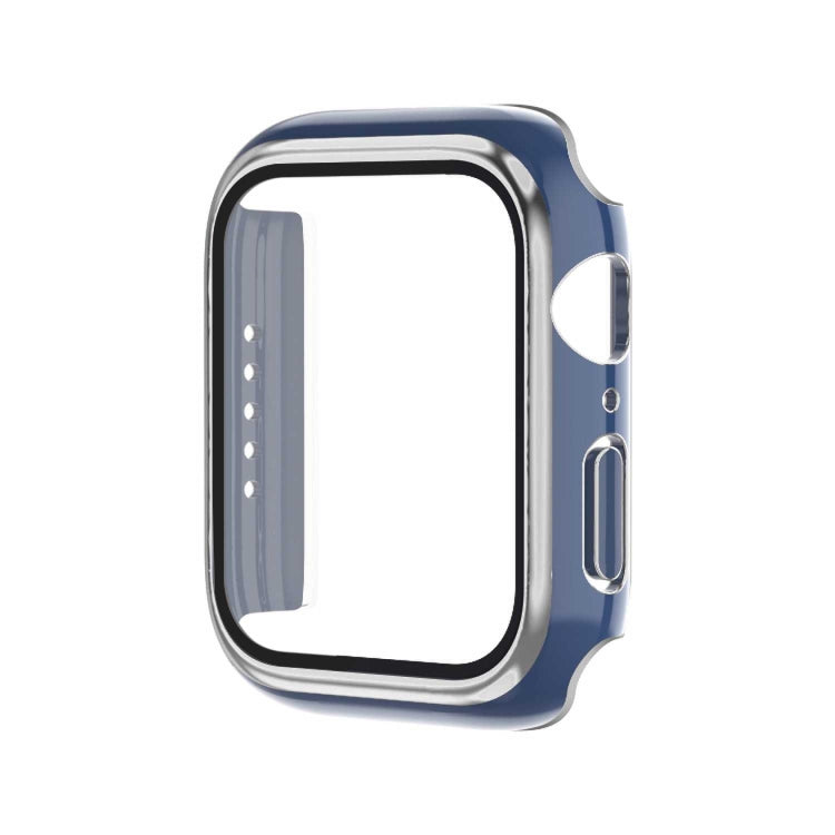 Boîtier de montre en PC bicolore galvanisé avec film trempé, pour Apple Watch Series 9 / 8 / 7 45 mm, pour Apple Watch Series 6/5/4/SE 44 mm